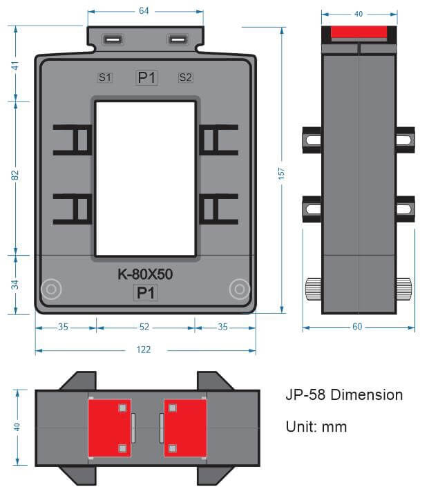 kích thước biến dòng hở jp-58